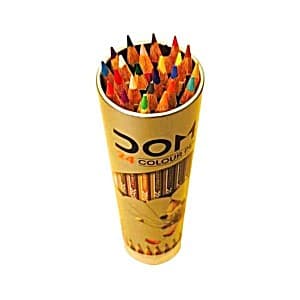 DOMS Colour Pencils 24 Shades Round Tin Box with Sharpener on Lid No. 7202