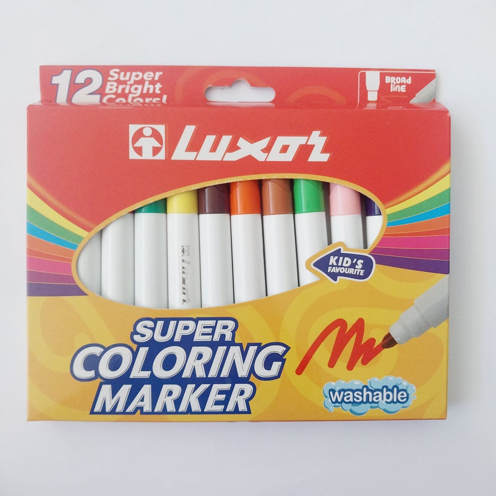 Luxor , Kid's Favourite Super Coloring Marker, 12 Super Bright Colors, Art no. 36400/12BX
