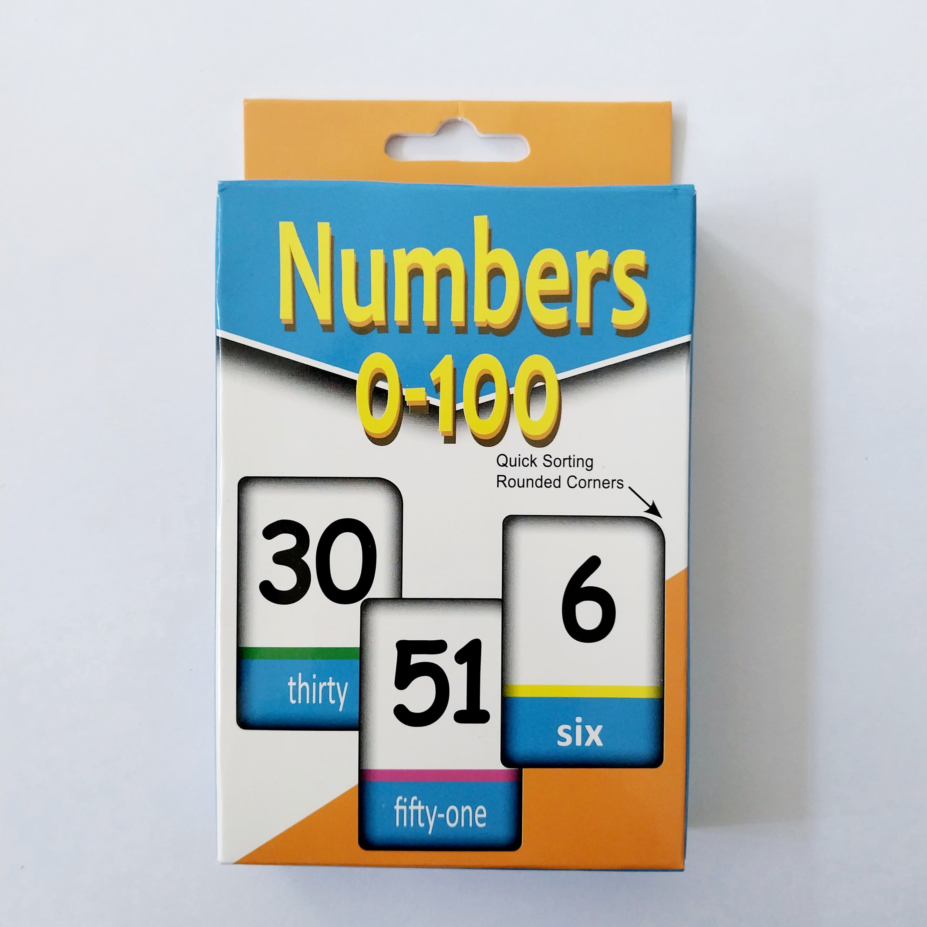 Numbers 0-100 pocket flash cards , Quick sorting rounded corners, No-F-032