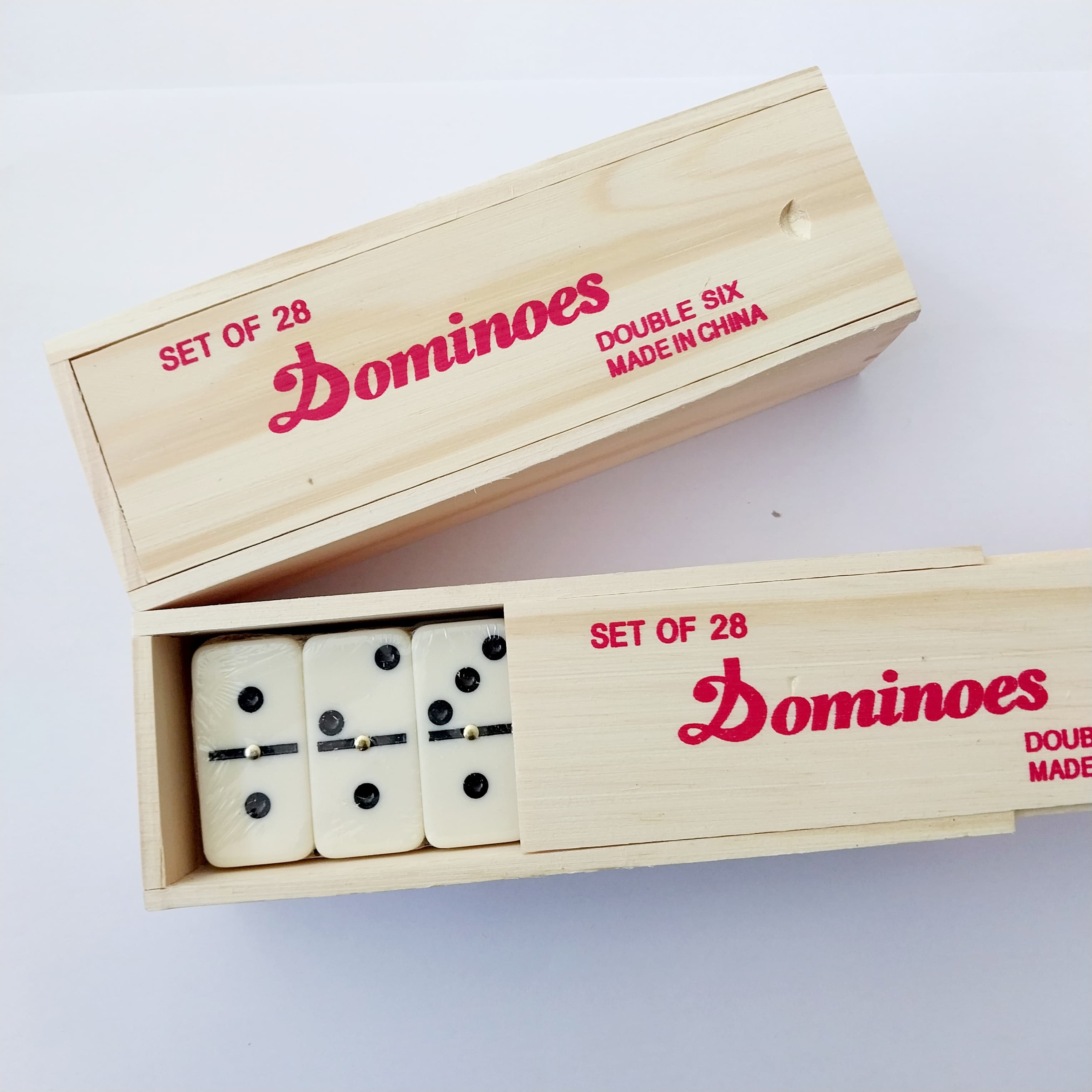 Dominoes - set of 28 (double six) in wooden box