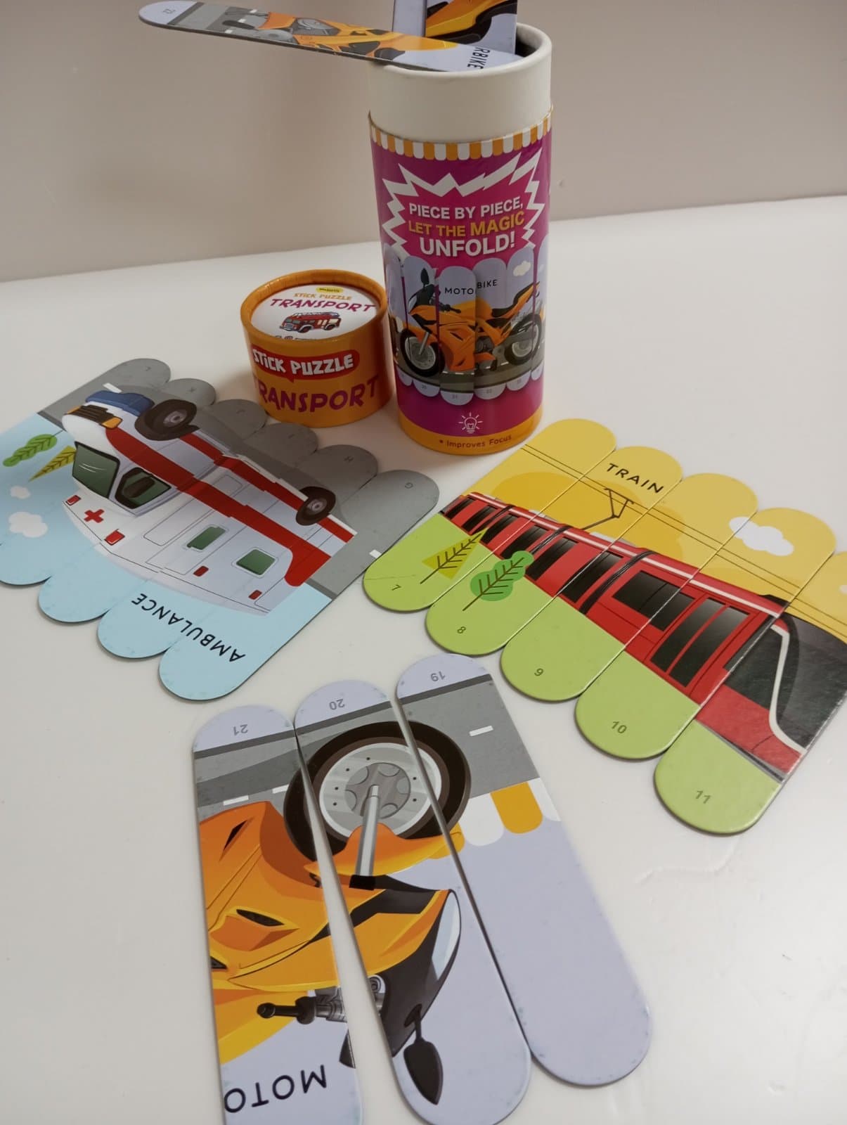 Stick Puzzle : Transport - 8 Puzzle Set In A Box - Majestic Book Club Educational Toy