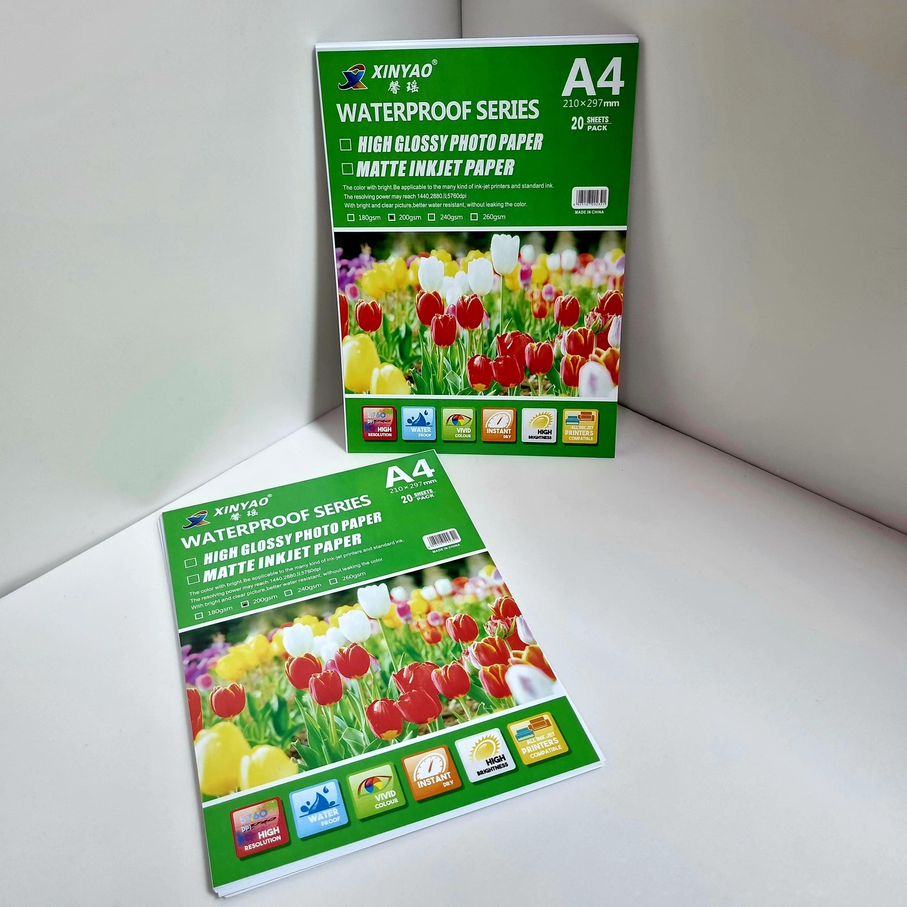 XINYAO Waterproof Series High Glossy Photo Paper 200gsm A4 20 sheets