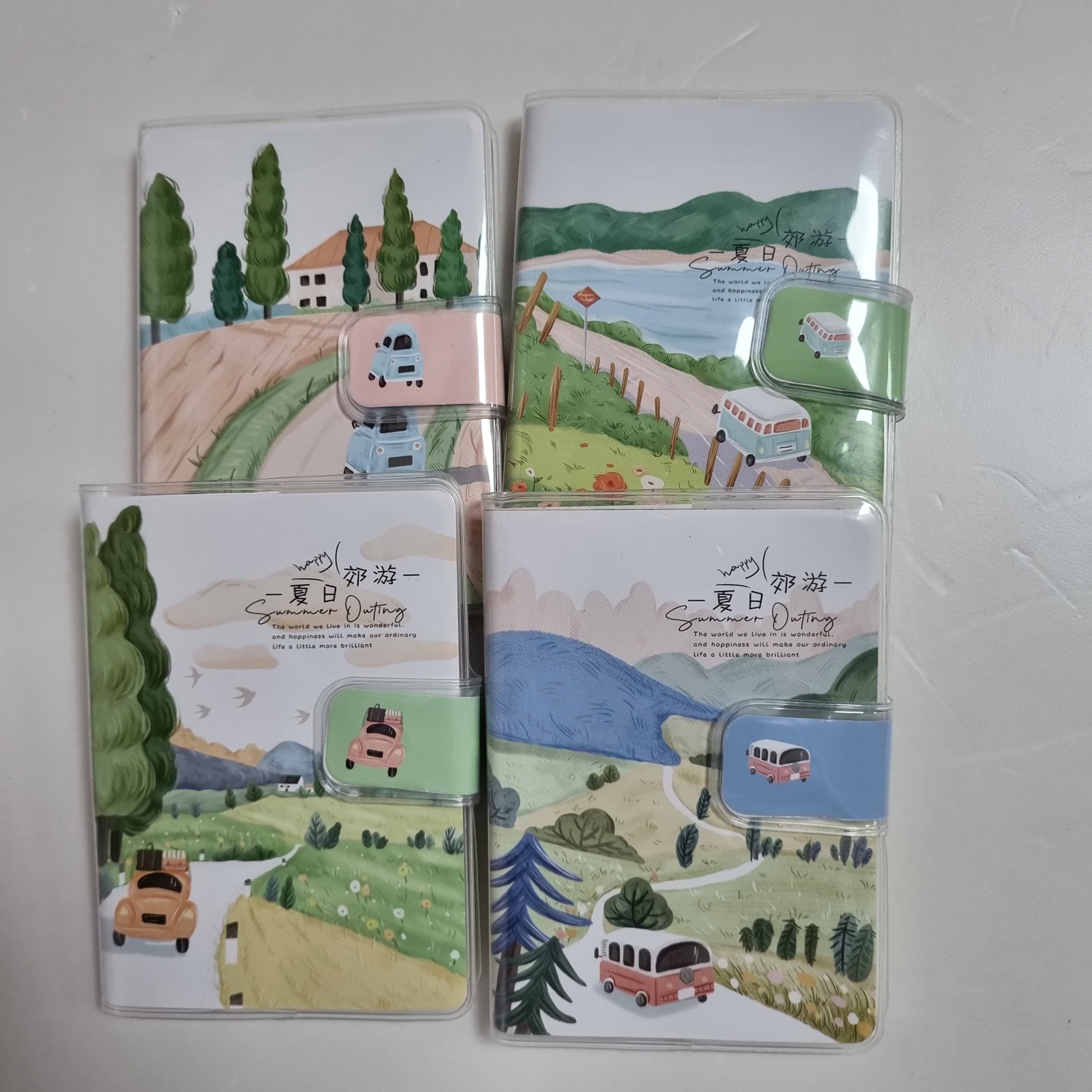 Mini Note Book With Button Soft Cover Summer Outing 75×105mm No.CK158