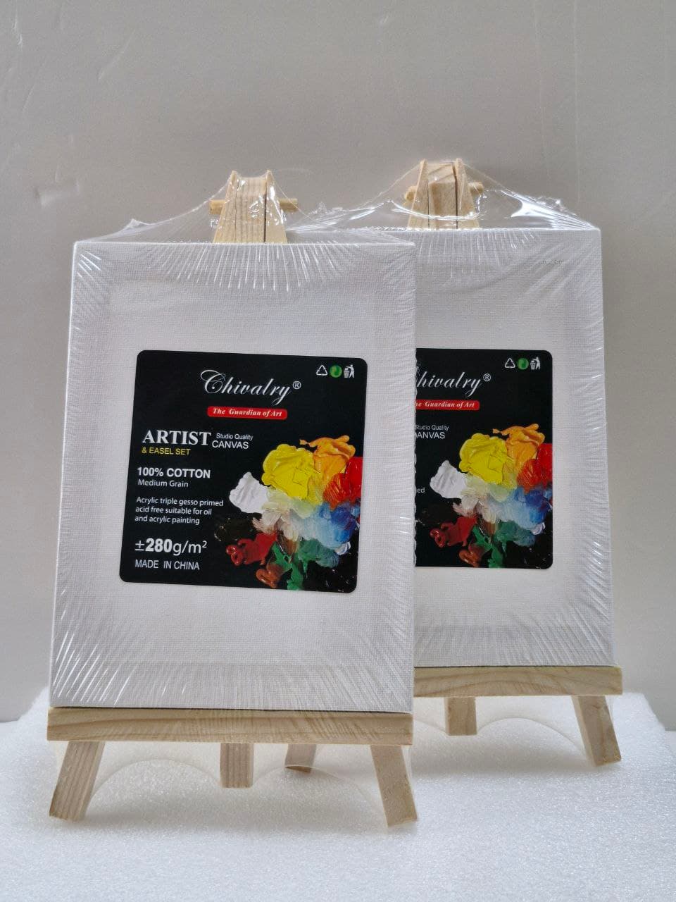 Chivalry studio quality canvas & easel set 280g/m2 15 x 20 cm