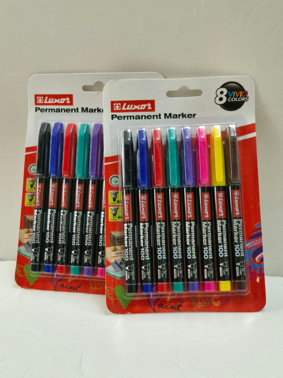 Luxor: Permanent Marker 100, Bullet Tip 1.2mm , Art no. 3410/8BC, 8 VividColors