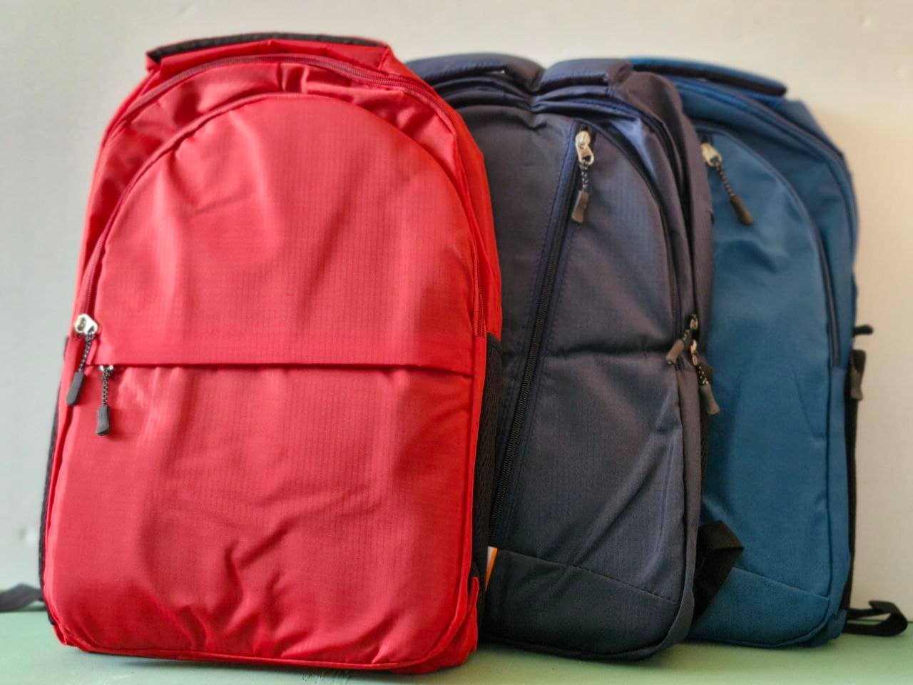 School Bag - Plain Bag with marroon Sripe, (Grey, Black, Green, Marroon, Blue) 11920-1