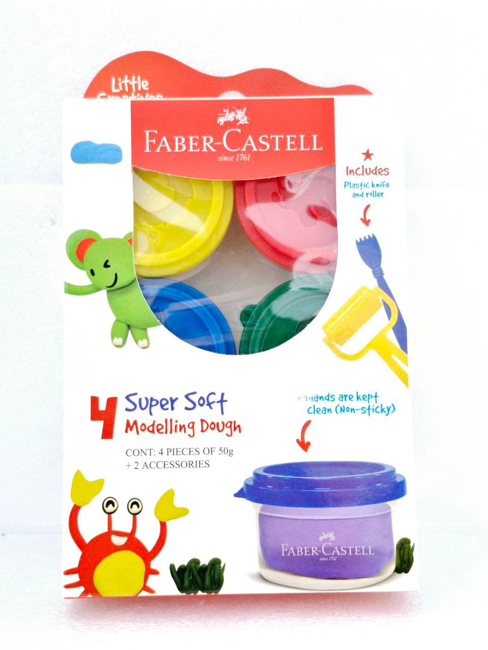Little Creatives Super Soft Modeling Dough, 4pcs of 50g+ 2 Accessories, Art No. 370814