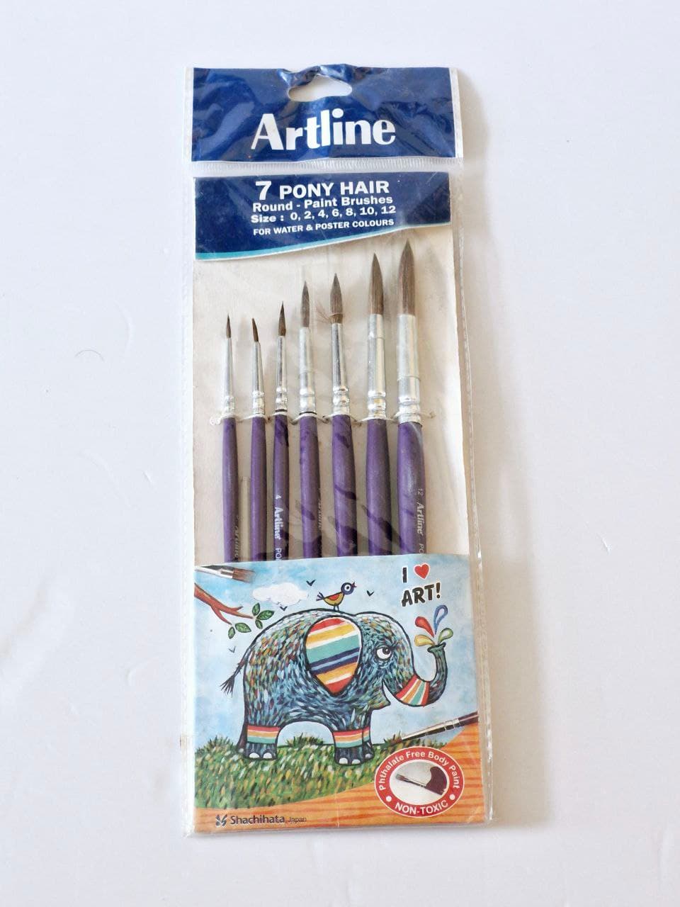 Brush Artline 7 Pony Hair Round Paint Brushes Size 0 2 4 6 8 10 12