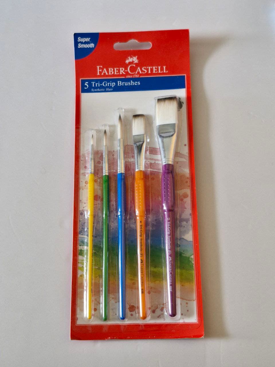 Faber‐Castell, 5 Tri‐Grip Brushes Synthetic Hair Super Smooth Brush set, 280815