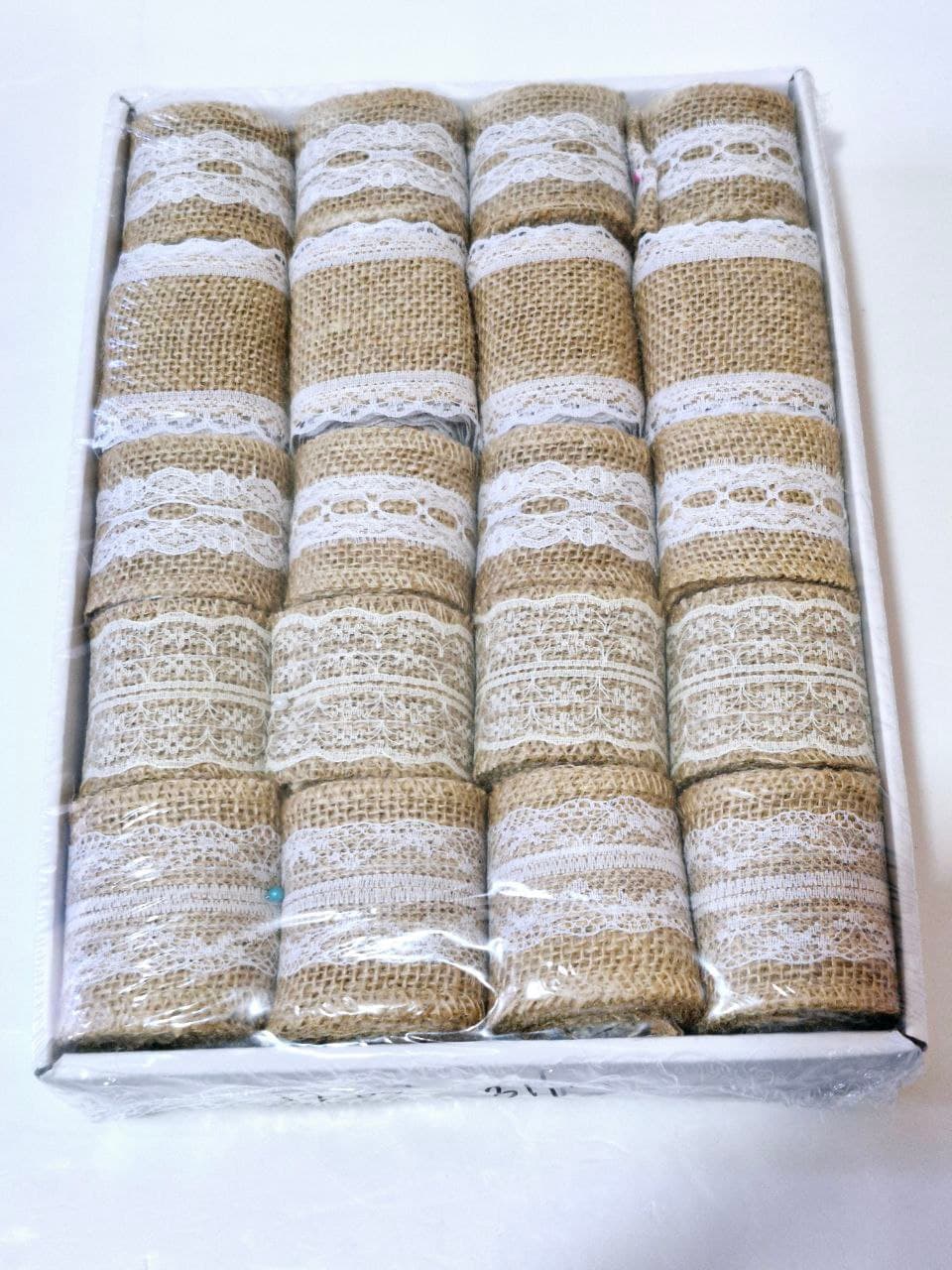 Jute Yarn With Assoted colored Border, Jute Ribbon 60g, 5.5cmx2m