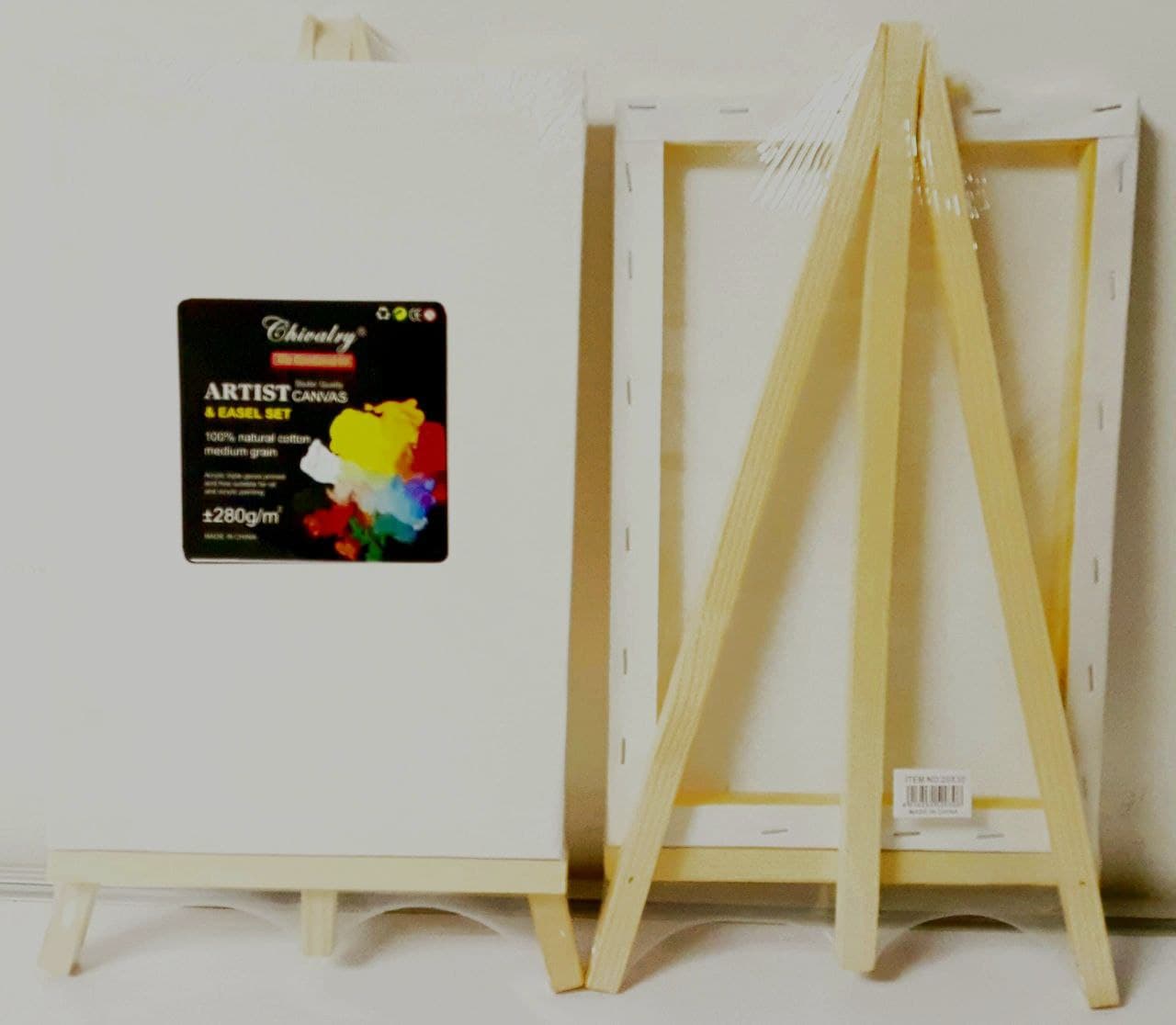 Chivalry studio quality canvas & easel set 280g/m2 20x30 cm