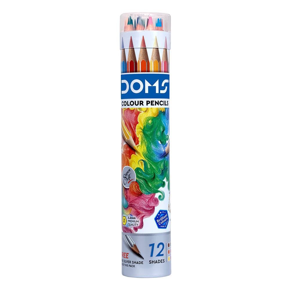 DOMS Colour Pencils 12 Shades Round Tin Box No. 7200
