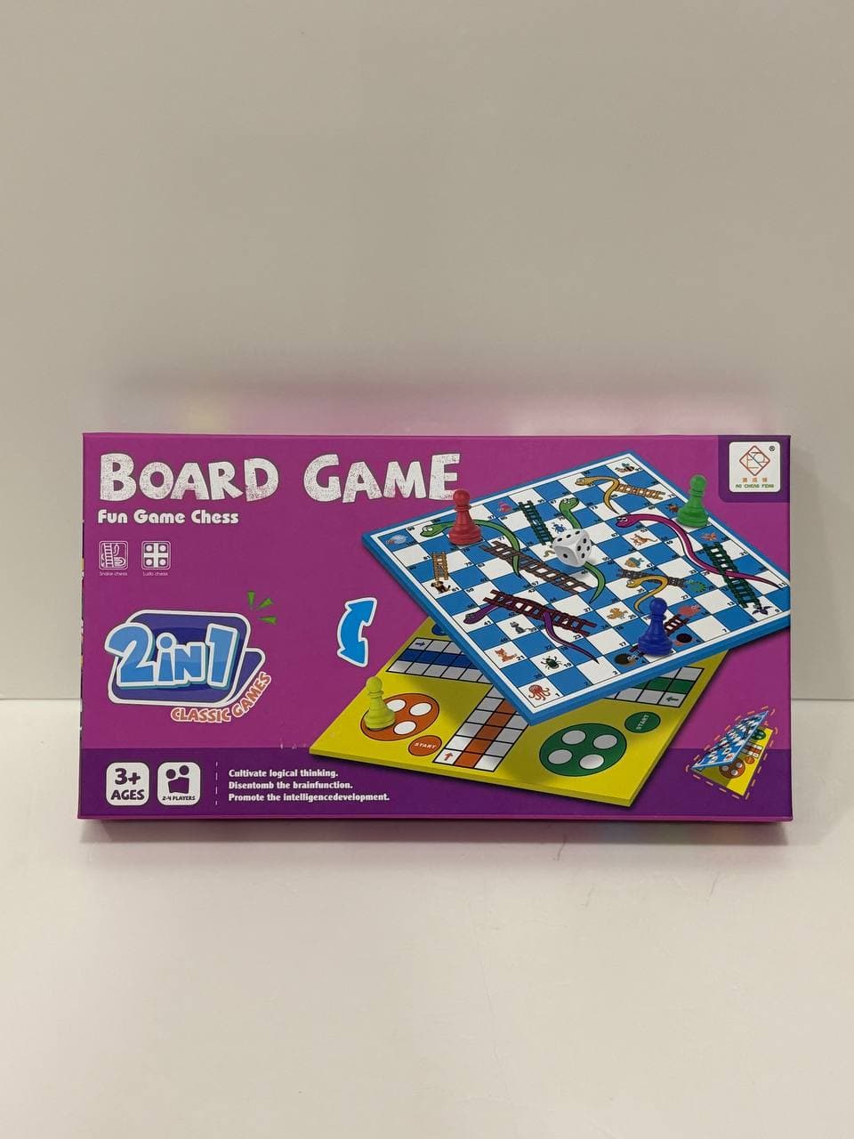 Ao Cheng Feng Board Game Fun Game Chess 2 in 1 : Snake chess & Ludo Chess, No. JF378‐137