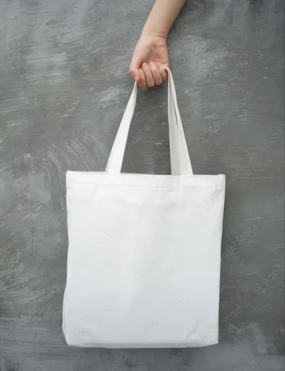 Cloth Bag with Handle / Tote Bag ‐ White 38x35cm