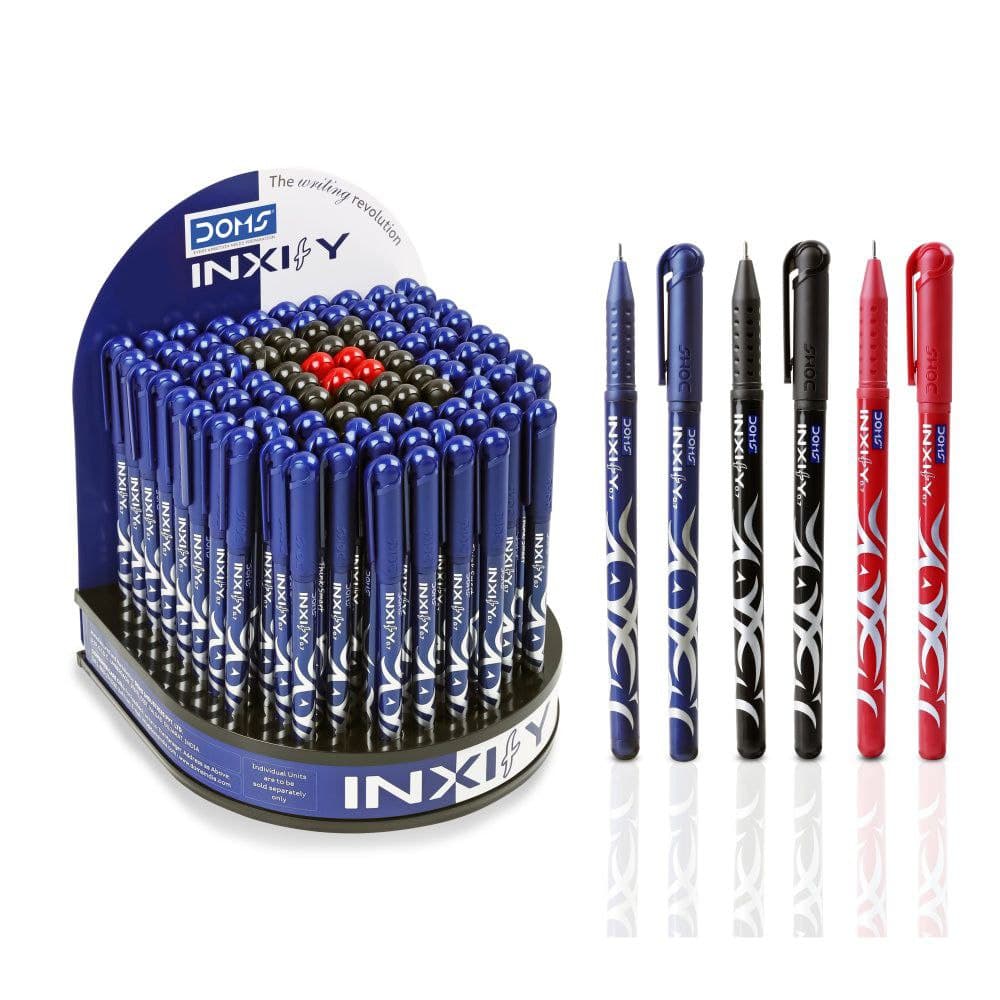 Doms Pen Think Smart Write Sharp INXIFY 0.7mm Light Blue Dark Blue Black and Red colour Art No. 80145 80138 80144