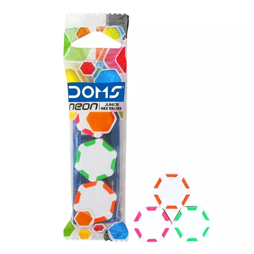 DOMS neon Junior Hex Eraser Art No. 7655