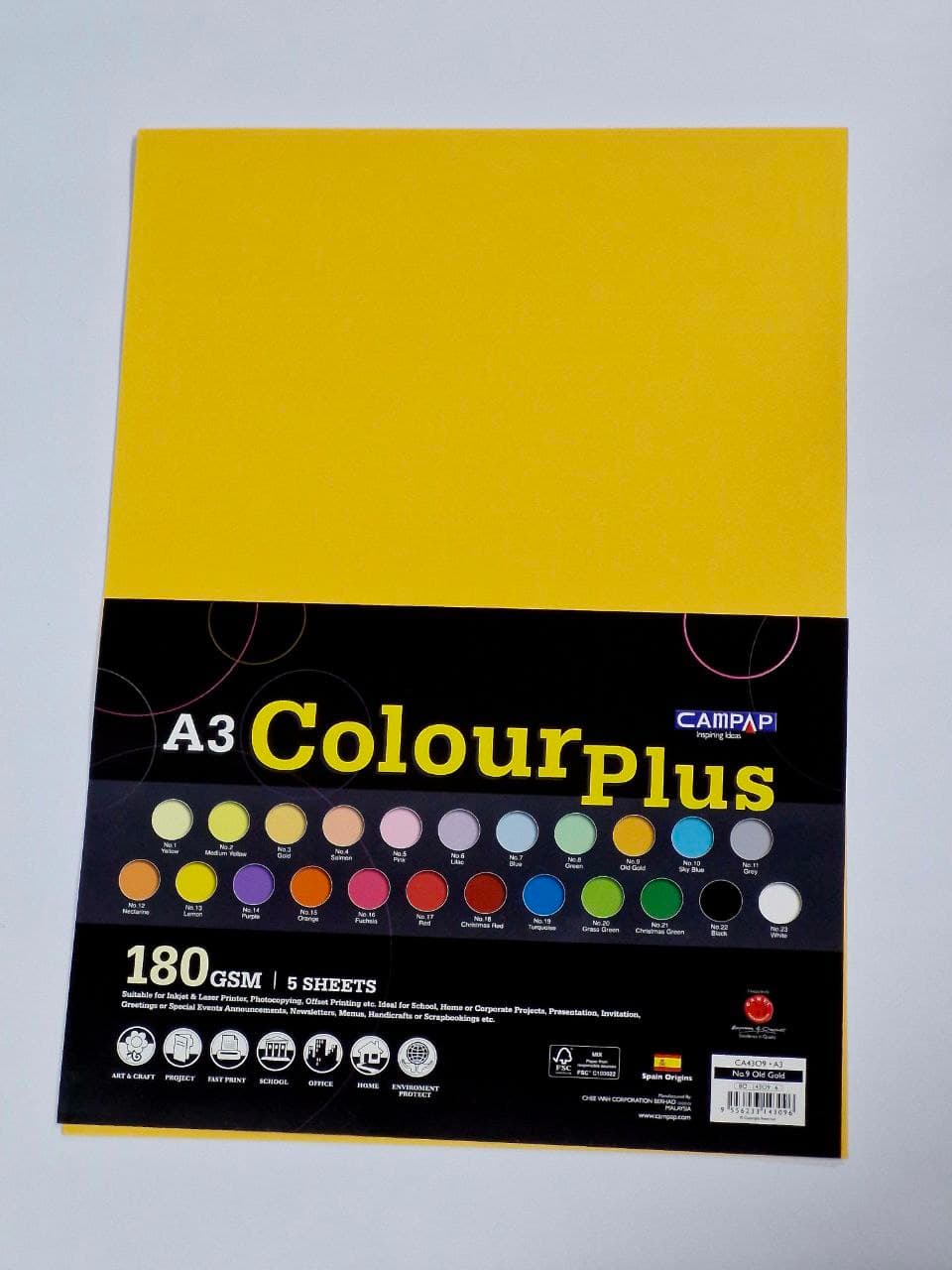 Colour Plus Card A3 Campap 180GSM CA4309 (No.9 Old Gold)