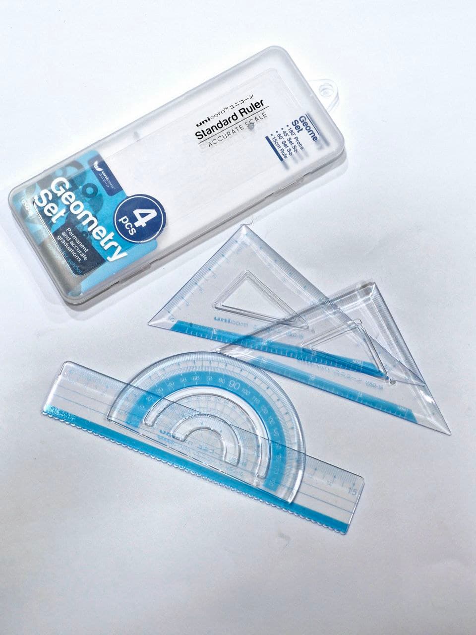 Unicorn Geometry Set Standard Ruler 4pcs, No. USQ‐15