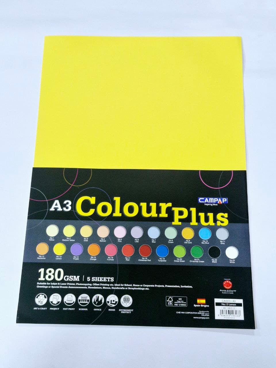 Lemon No.13 - Colour Plus Card A3 Campap 180GSM CA4313