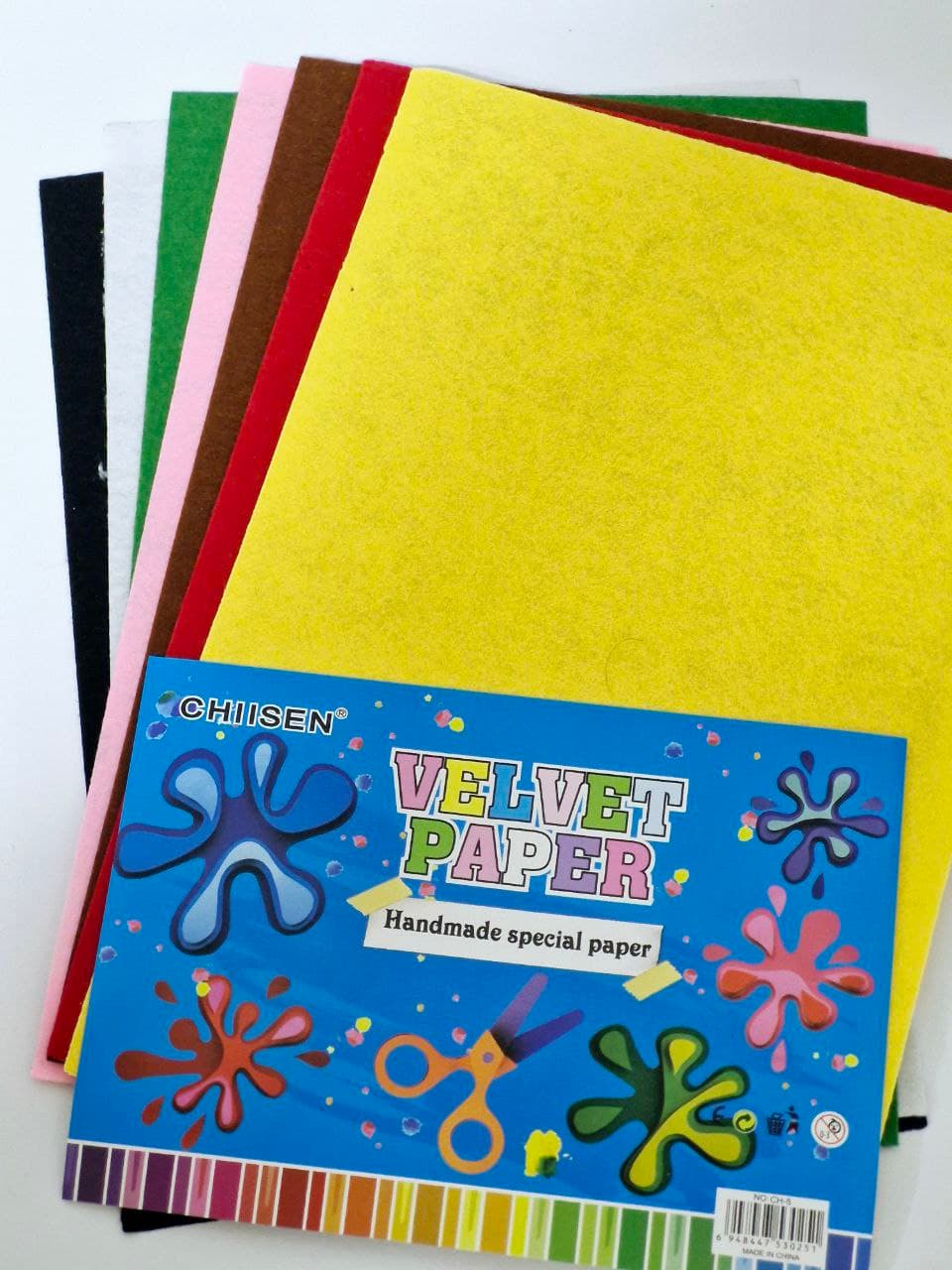 CHIISEN Velvet Paper A4 10 Sheet Assorted Colour, No. CH-5