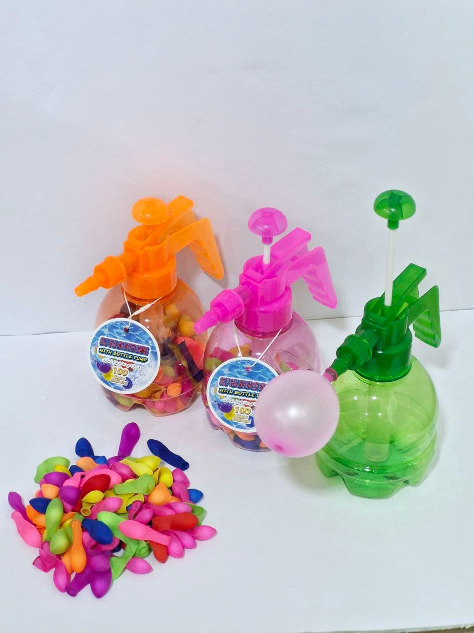 Self-Sealing Water Bombs with Bottle Pump, 100 Water Balloons, Yilin, No. 07090229