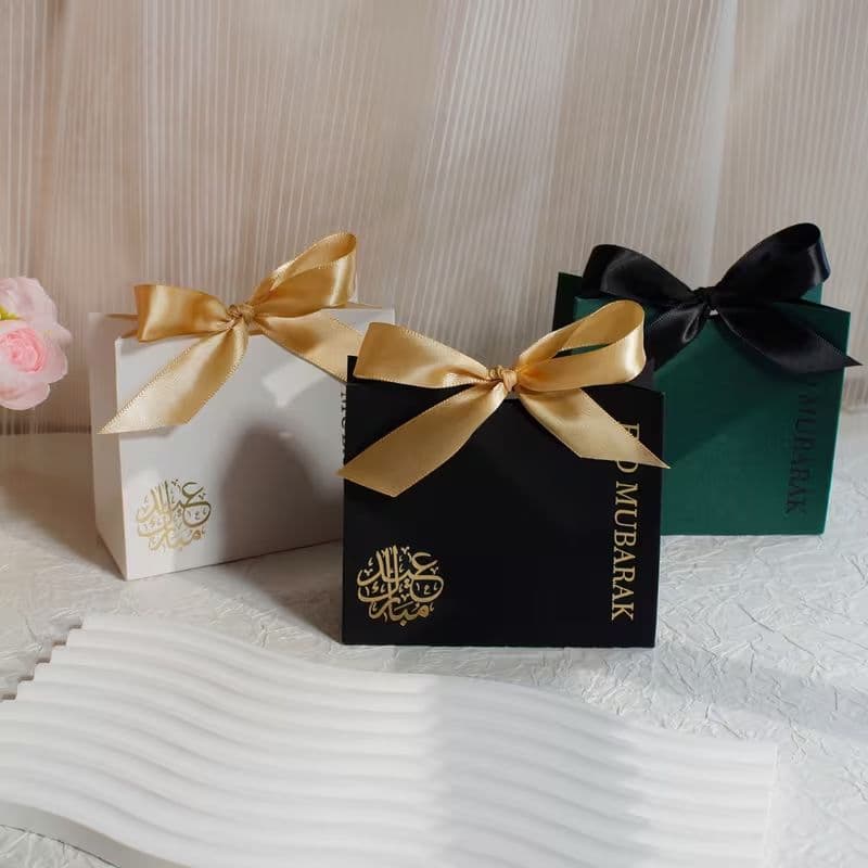 Eid Mubarak Gift Favor Boxes with Satin Bow