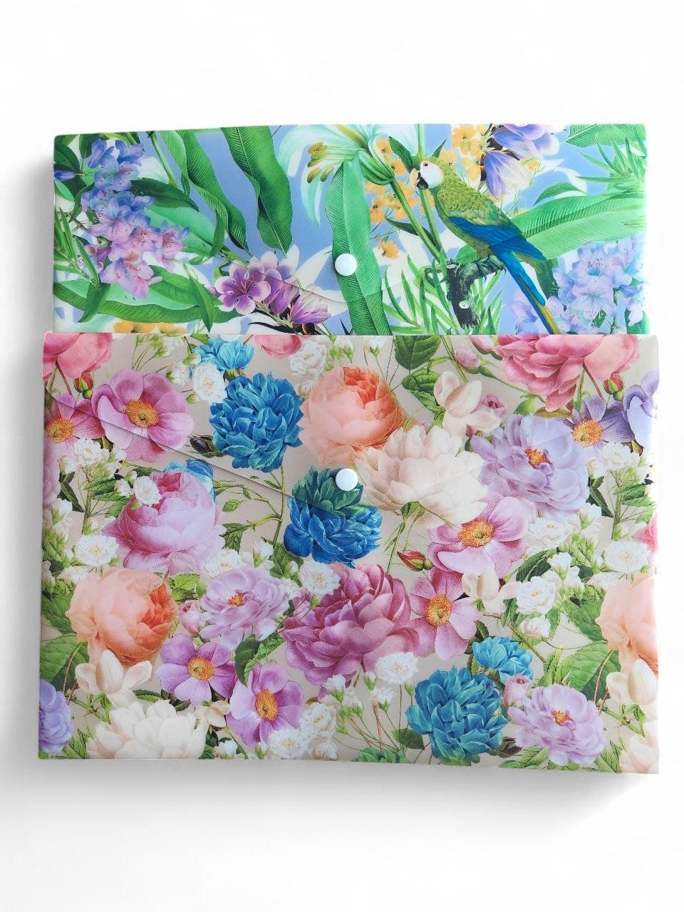 LOMBOK Plastic Pocket File with Button, Colorful Garden LK-8553 A4