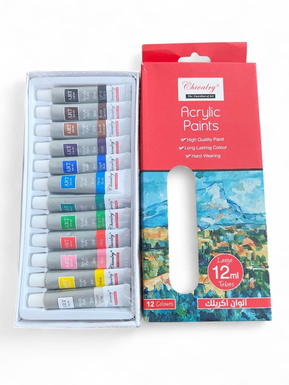 Chivalry Acrylic Paints Large 12ml Tubes, 12 Colors, No. 2022A1212