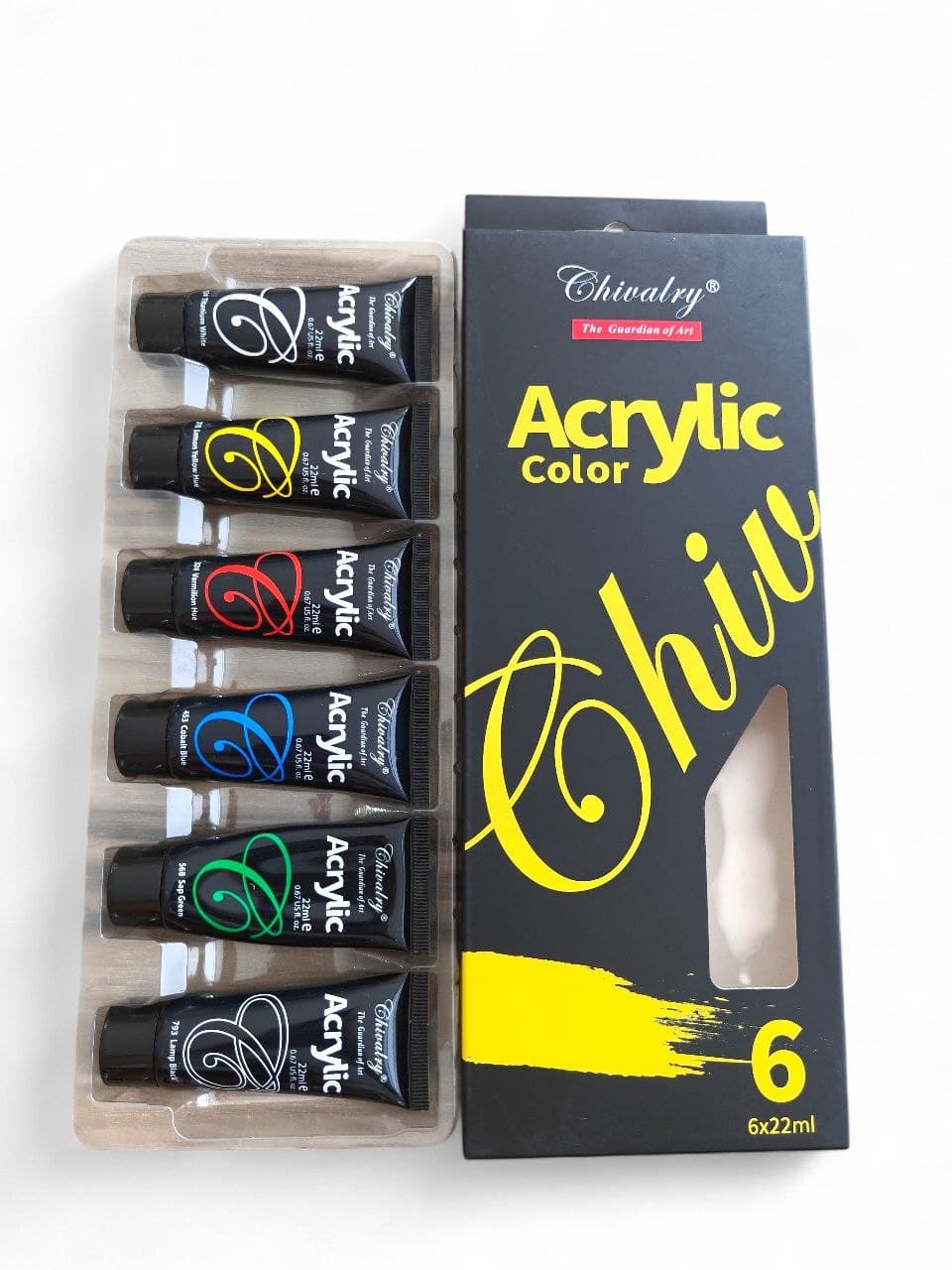 Chivalry Acrylic Colors Paints 22ml Tubes x 6 Colors, No. 2024A622