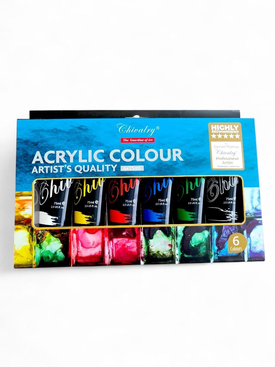 Chivalry Acrylic Colour Artist's Quality, 6 Colors Tubes x 75ml, No. 2024AS0675