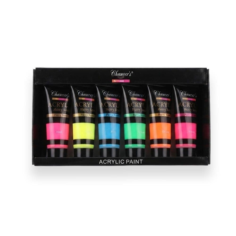 Chivalry Acrylic Fluorescent Paints 22ml Tubes x 6 Colors, No. 2024A622F