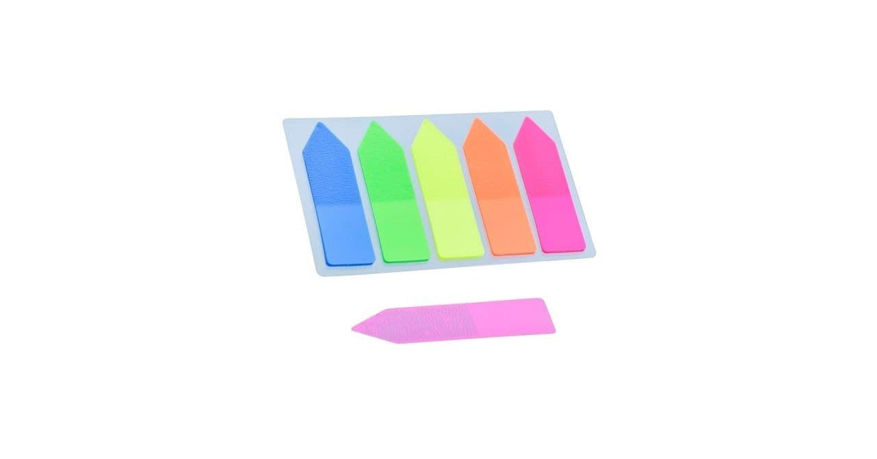 Arrow-shaped Stick Note Book Mark, Fluorescent 5pcs