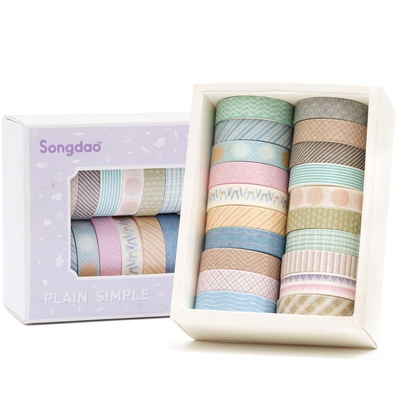 Songdao Clear Masking Tape Daisy Design 15mm 5pcs Box