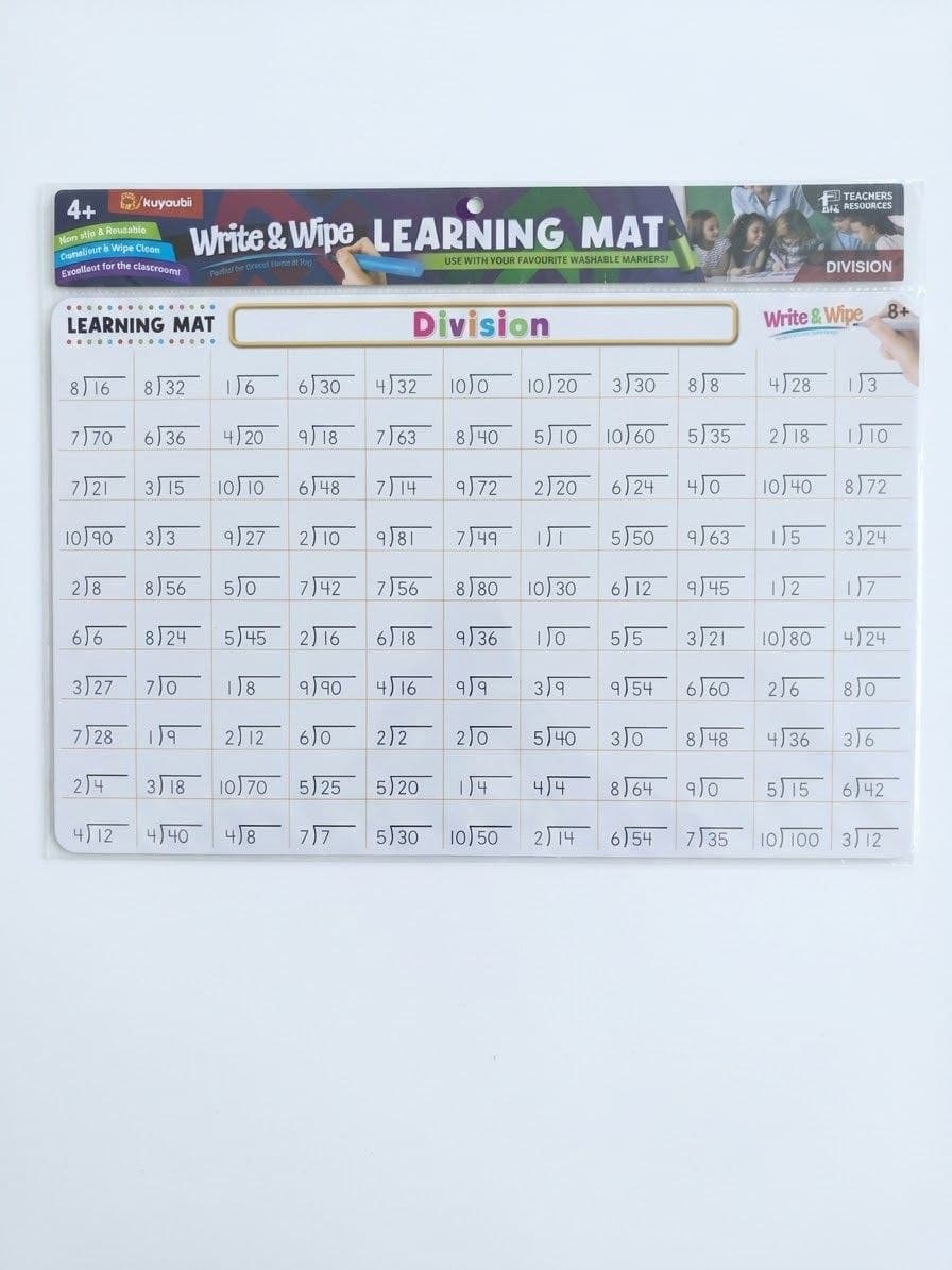 Write & Wipe Learning Mat Division, 44x28.5cm : Kuyoubi, No. E-6478