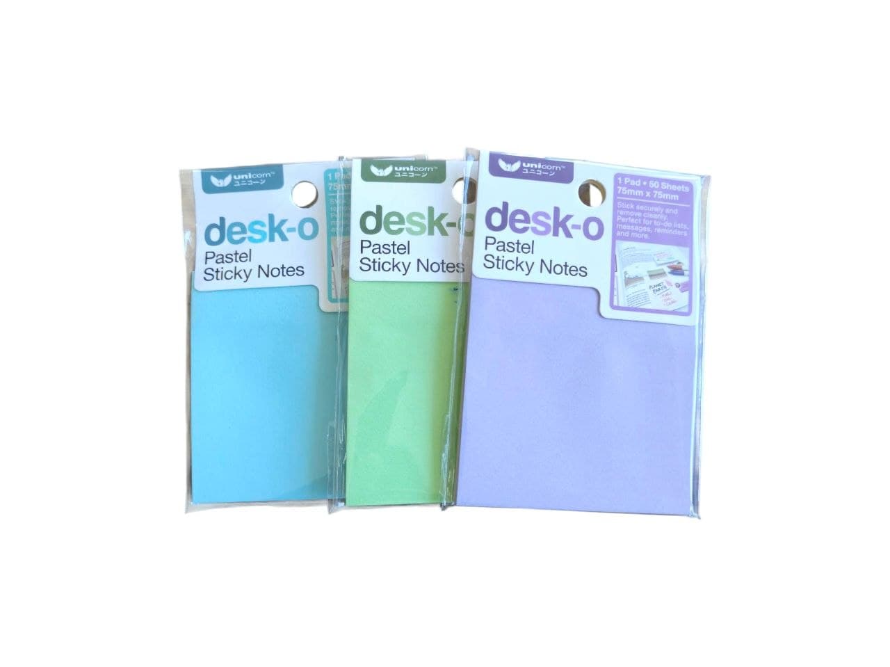 Unicorn: Desk-o Pastel Sticky Notes 3x3" Green Colour, 50 Sheets, USN-7575PT