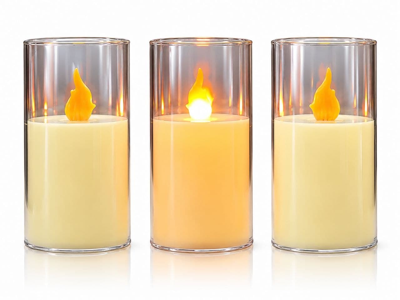 LED Flameless Candle with Orange Fire and Plastic Container, Length (10cm) : Plastic Swing Candle