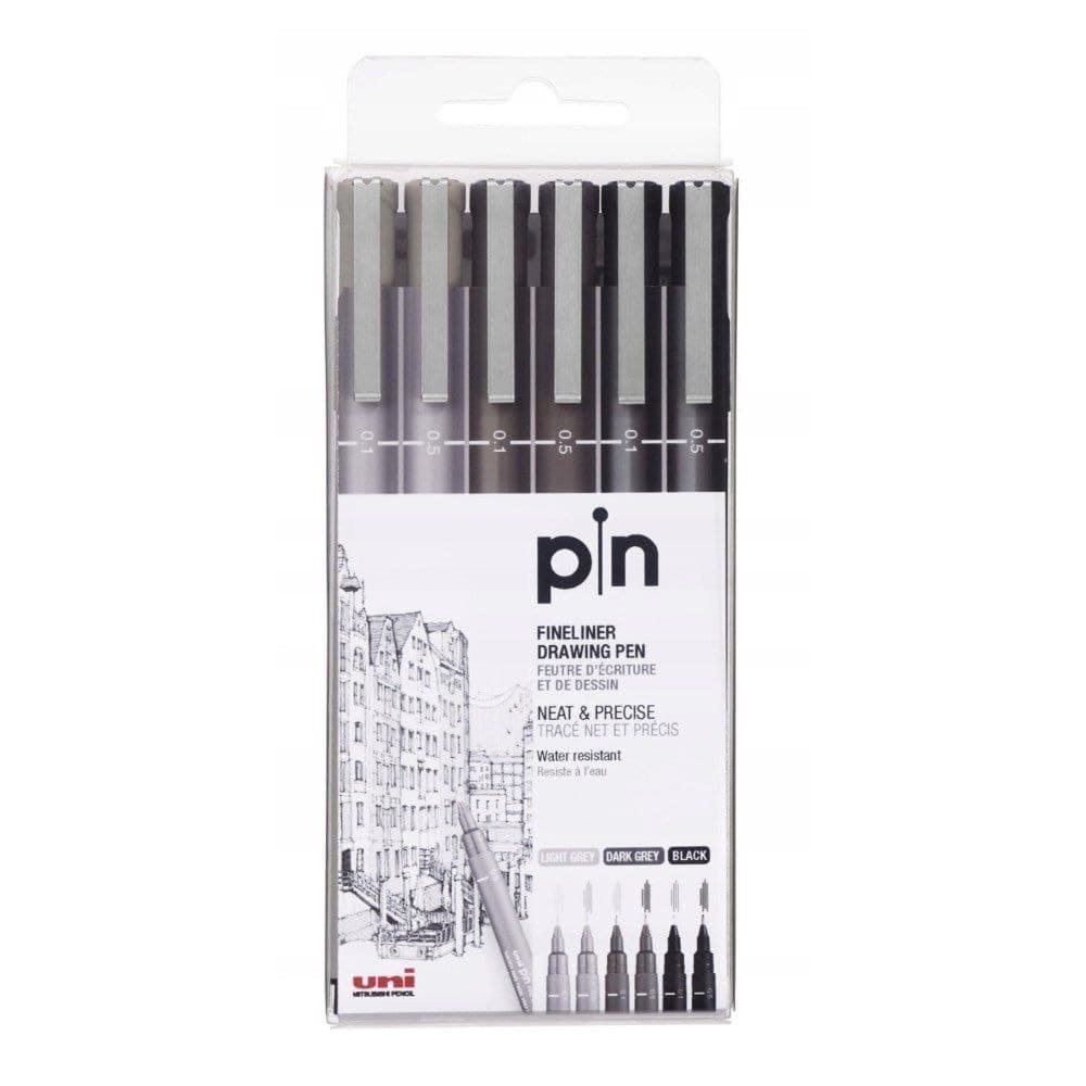 Uni Pin Fine Liner Drawing 6pcs Pen Set